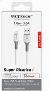 Cavo Per Dati Super Ricarica Usb Lightning 3a 1 Mt Per Iphone Ipad Ipod F-ip044