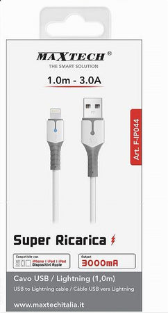 Cavo Per Dati Super Ricarica Usb Lightning 3a 1 Mt Per Iphone Ipad Ipod F-ip044