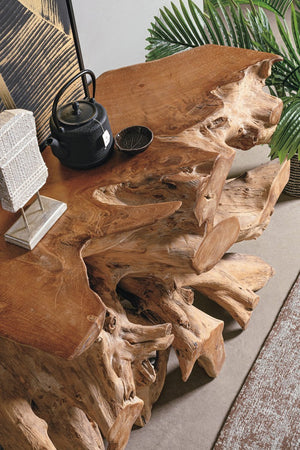 Consolle "Solidad" struttura in radici di teak originali per decorazioni ambienti