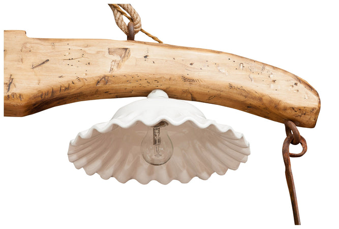 Biscottini Giogo lampadario legno tiglio finitura naturale Biscottini 161x30x41 Made Italy