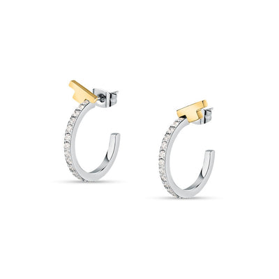 Orecchini TRUSSARDI donna T-Logo cerchietto strass