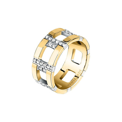 Anello TRUSSARDI donna T-Logo dorato / cristalli bianchi
