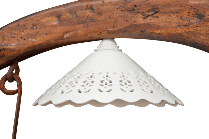 Biscottini Giogo lampadario in legno massello di tiglio finitura noce Made in Italy