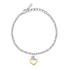 Bracciale TRUSSARDI donna T-Logo acciaio / cuore dorato