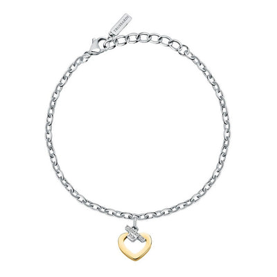 Bracciale TRUSSARDI donna T-Logo acciaio / cuore dorato