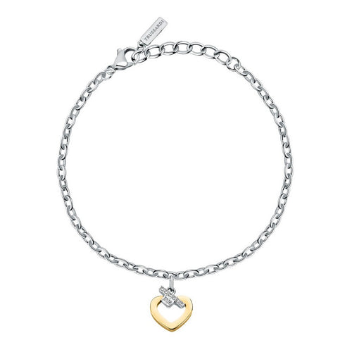 Bracciale TRUSSARDI donna T-Logo acciaio / cuore dorato
