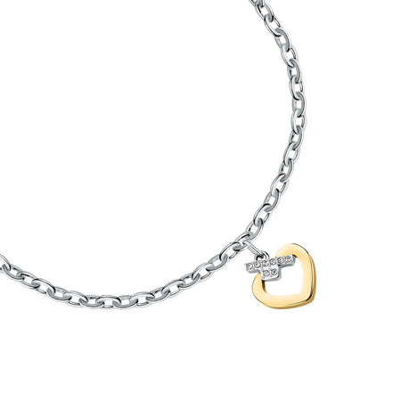 Bracciale TRUSSARDI donna T-Logo acciaio / cuore dorato