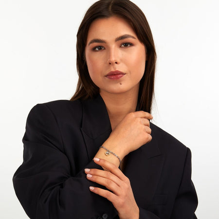Bracciale TRUSSARDI donna T-Logo acciaio / cuore dorato