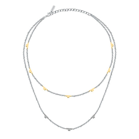 Collana TRUSSARDI donna T-Logo Doppia catena acciaio