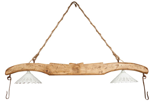 Biscottini Biscottini Giogo Lampadario Legno Tiglio Naturale 161x30x41 Stile Country Made
