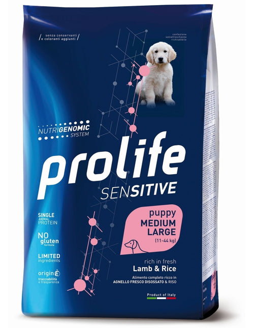 Prolife Sensitive mangime secco Cani Puppy Medium&Large agnello e riso