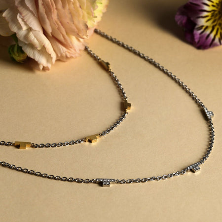 Collana TRUSSARDI donna T-Logo Doppia catena acciaio