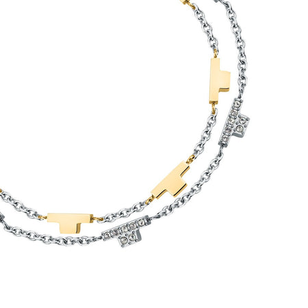 Bracciale TRUSSARDI donna T-Logo Doppia catena acciaio