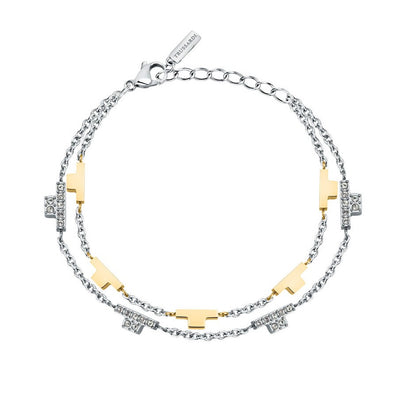 Bracciale TRUSSARDI donna T-Logo Doppia catena acciaio