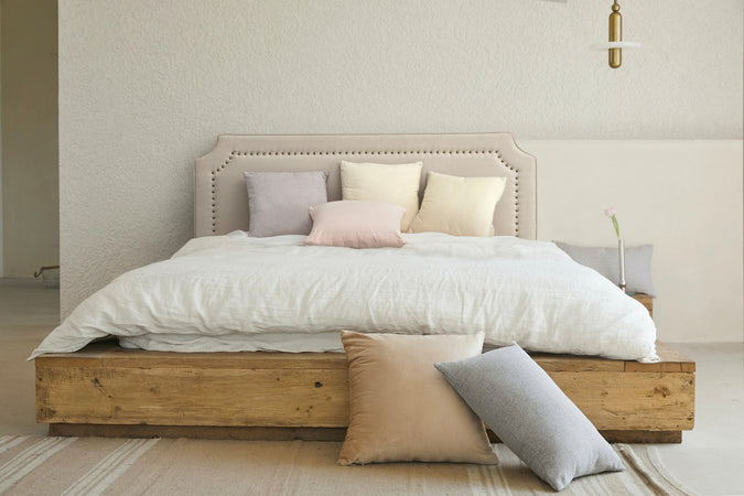 Testiera per letto "Zenda" color naturale, struttura in compensato, da 160 x 6 x 120 cm