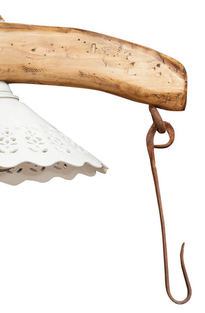 Biscottini Biscottini Giogo Lampadario Legno Tiglio Naturale 161x30x41 Stile Country Made