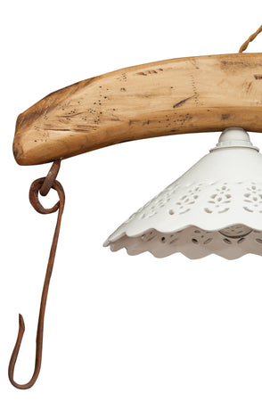 Biscottini Biscottini Giogo Lampadario Legno Tiglio Naturale 161x30x41 Stile Country Made