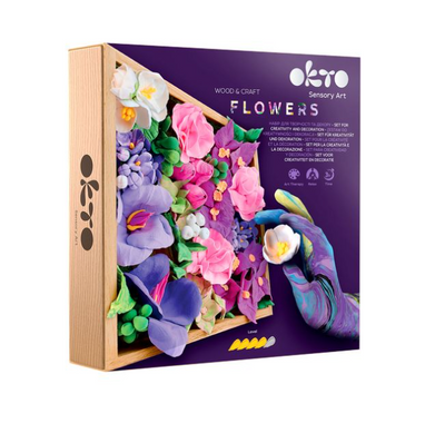 OKTO- Sensory Art Wood&Craft Flowers Romance- Fiori fai da te 21 x 21 cm