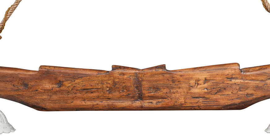 Biscottini Biscottini Lampadario Giogo Legno Massello Tiglio Noce Scuro 161x31x41 Made