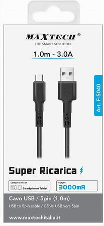 Cavo Usb A Micro Usb 1mt 3 A Super Ricarica Trasferimento Dati Smartphone F-s040
