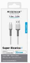 Cavo Usb A Micro Usb 1 Mt 3 A Super Ricarica Dati Per Smartphone Tablet F-s042
