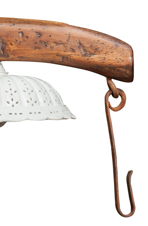 Biscottini Biscottini Lampadario Giogo Legno Massello Tiglio Noce Scuro 161x31x41 Made