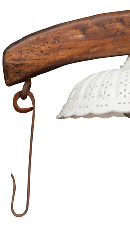 Biscottini Giogo lampadario in legno massello di tiglio finitura noce scuro Made in Italy