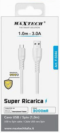 Cavo Usb A Micro Usb Super Ricarica Dati Resistente 1 Metro 3a Smartphone F-s046