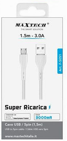 Cavo Usb/micro Usb Trasferimento Dati Super Ricarica 1.5 Mt 3a Smartphone F-s051