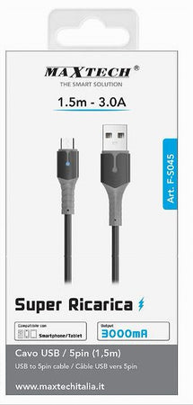 Cavo Usb A Micro Usb Super Ricarica 1.5 Mt 3 A Dati Per Smartphone Tablet F-s045