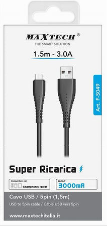 Cavo Usb/micro Usb 1.5 Metri Super Ricarica Dati 3a Per Tablet Smartphone F-s049