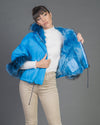 Bea - Giacca Donna Azzurro in vera pelle e vera pelliccia