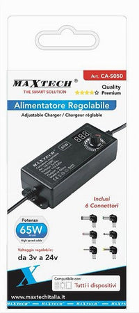 Alimentatore Caricatore Regolabile 65 W 3a Da 3v A 24v Con 6 Connettori Ca-s050