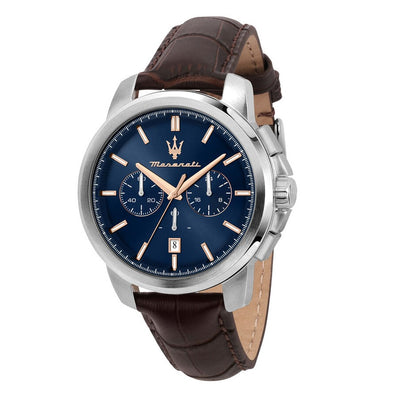 Orologio MASERATI Uomo Successo Crono Pelle Marrone / Blu