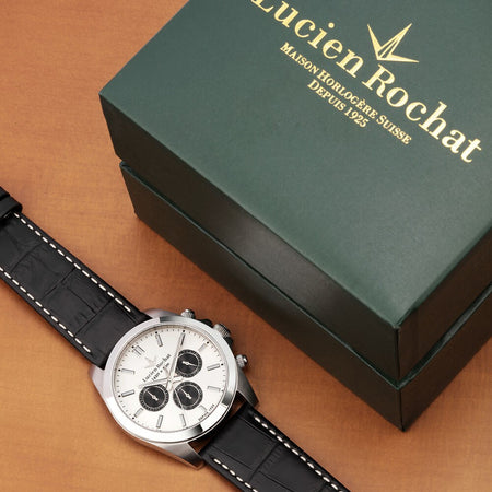 Orologio LUCIEN ROCHAT uomo Leman crono pelle nero / bianco