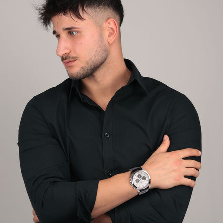 Orologio LUCIEN ROCHAT uomo Leman crono pelle nero / bianco