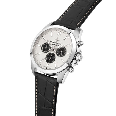 Orologio LUCIEN ROCHAT uomo Leman crono pelle nero / bianco