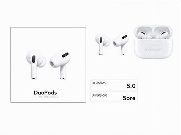Auricolari Bluetooth5.0 Duopods V Cuffie Smarphone Con Cover Power Bank Au-bt020
