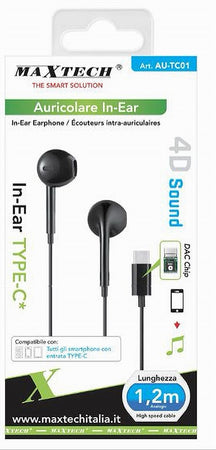 Auricolare In-ear Cuffie 1.2mt Connettore Type-c Dac Chip Per Smartphone Au-tc01