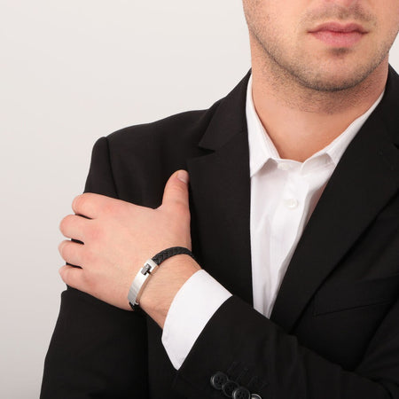 Bracciale MORELLATO uomo Moody pelle nero / acciaio