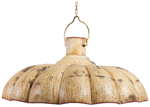 Biscottini Lampadario Industrial a sospensione non elettrificato L85xPR85xH40 cm in ferro finitura crema anticata