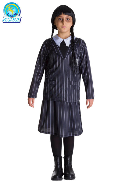 COSTUME CARNEVALE SCHOOL GIRL HORROR ( MERCOLEDI )BAMBINA DA 5 A 13 ANNI PEGASUS 1956