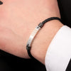 Bracciale MORELLATO uomo Moody pelle nero / tag oro rosa