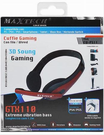 Cuffie Gaming Cu-ps11 Con Filo 1.2mt Microfono Integrato Per Pc / Ps4 / Ps5 Xbox