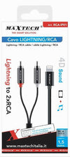 Cavo Lightning A 2xrca 150cm Adattatore Stereo Y Splitter Audio 4d Sound Rca-ip01