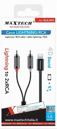 Cavo Lightning A 2xrca 150cm Adattatore Stereo Y Splitter Audio 4d Sound Rca-ip01