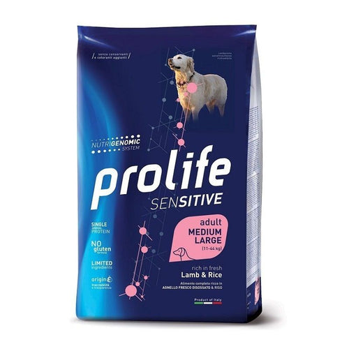 Prolife Sensitive mangime secco Cani Adulti Medium&Large agnello e riso