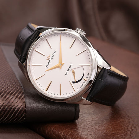 Orologio PHILIP WATCH uomo Roma Automatico pelle nera / bianco