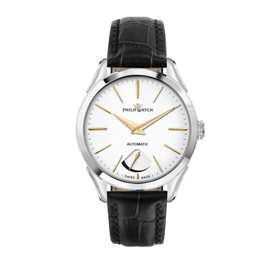 Orologio PHILIP WATCH uomo Roma Automatico pelle nera / bianco