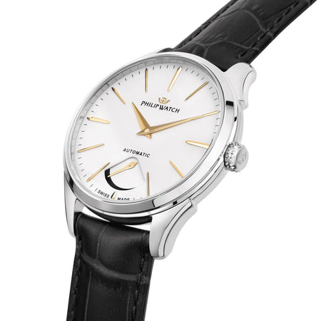 Orologio PHILIP WATCH uomo Roma Automatico pelle nera / bianco